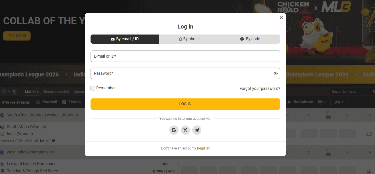 Melbet login