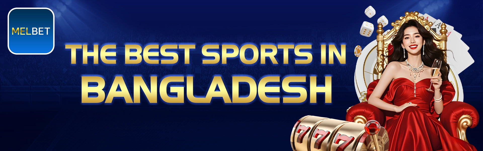 MelBet betting platform banner highlighting sports and mobile gaming experience in Bangladesh